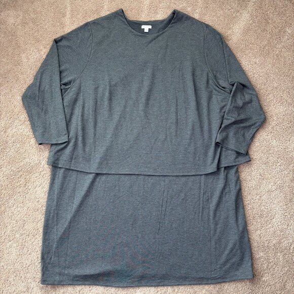J Jill Pure Jill Dress Womens 4X Gray Lagenlook Artsy Layered Stretch Comfort - Picture 1 of 10